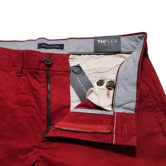 Tommy Hilfiger Men's Chino Pants Custom Fit‎ THFLEX Dark Red Size 32x30 - Picture 6 of 10